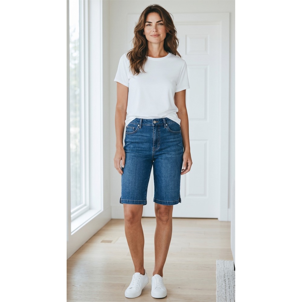 JMS Just My Size Denim Bermuda Shorts Blue‎ Butterfly 26W Antique JM1201